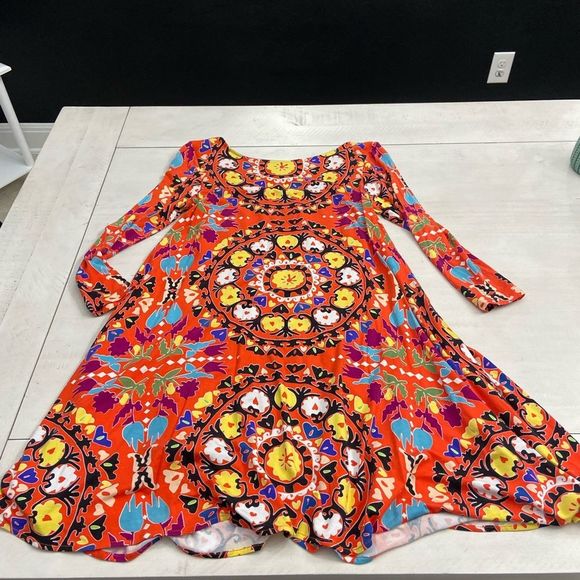 Mara Hoffman “Suzani” dress colorful boho romantic print long sleeve 3/4” - Picture 8 of 9